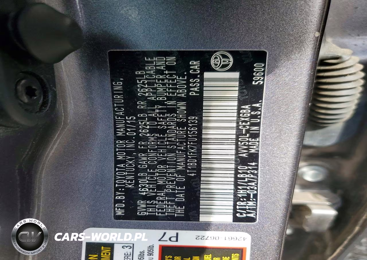 2015 Toyota Camry Hybrid Xle VIN:4T1BD1FK7FU156139 - 12