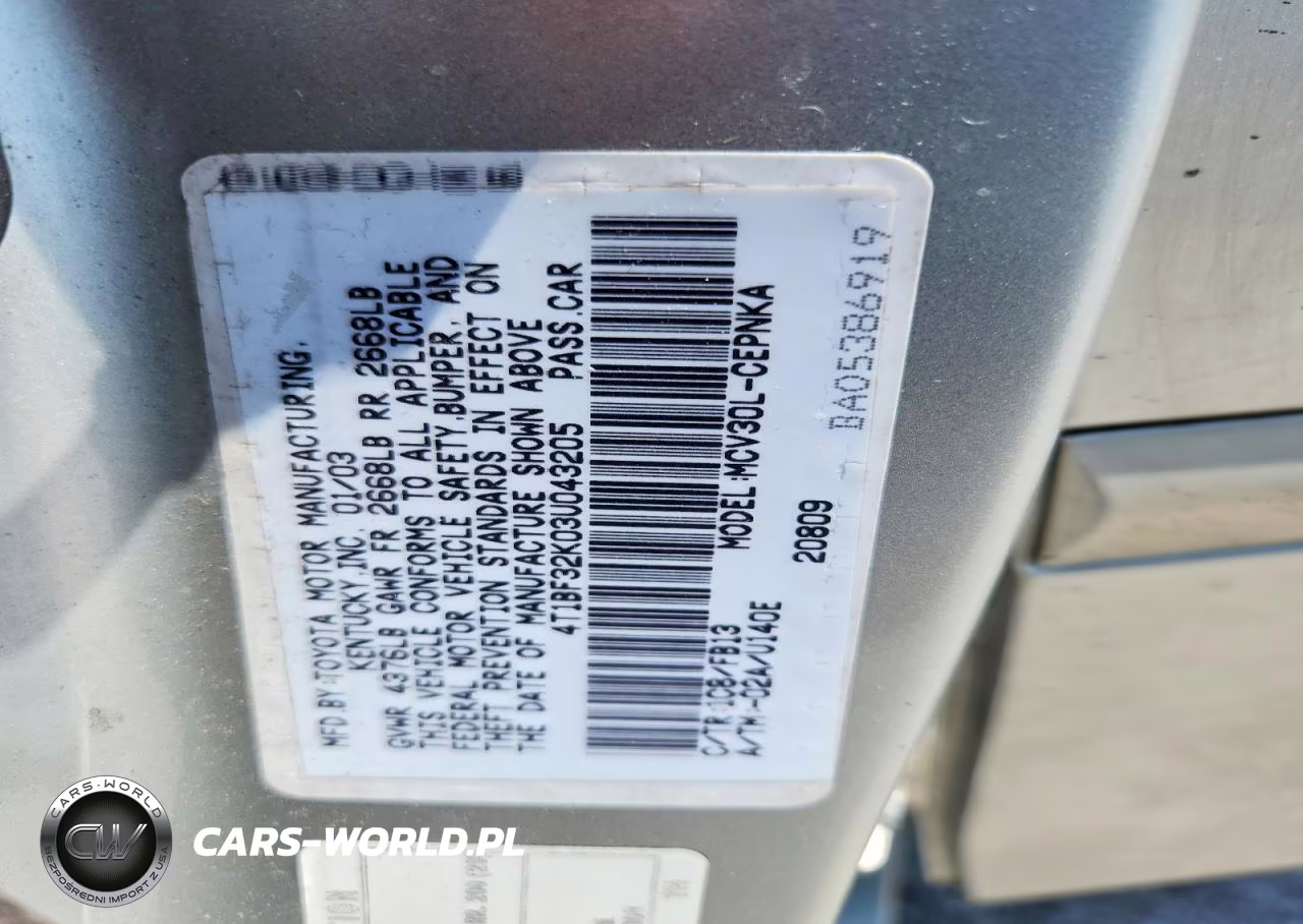 2003 Toyota Camry Le V6 VIN:4T1BF32K03U043205 - 12