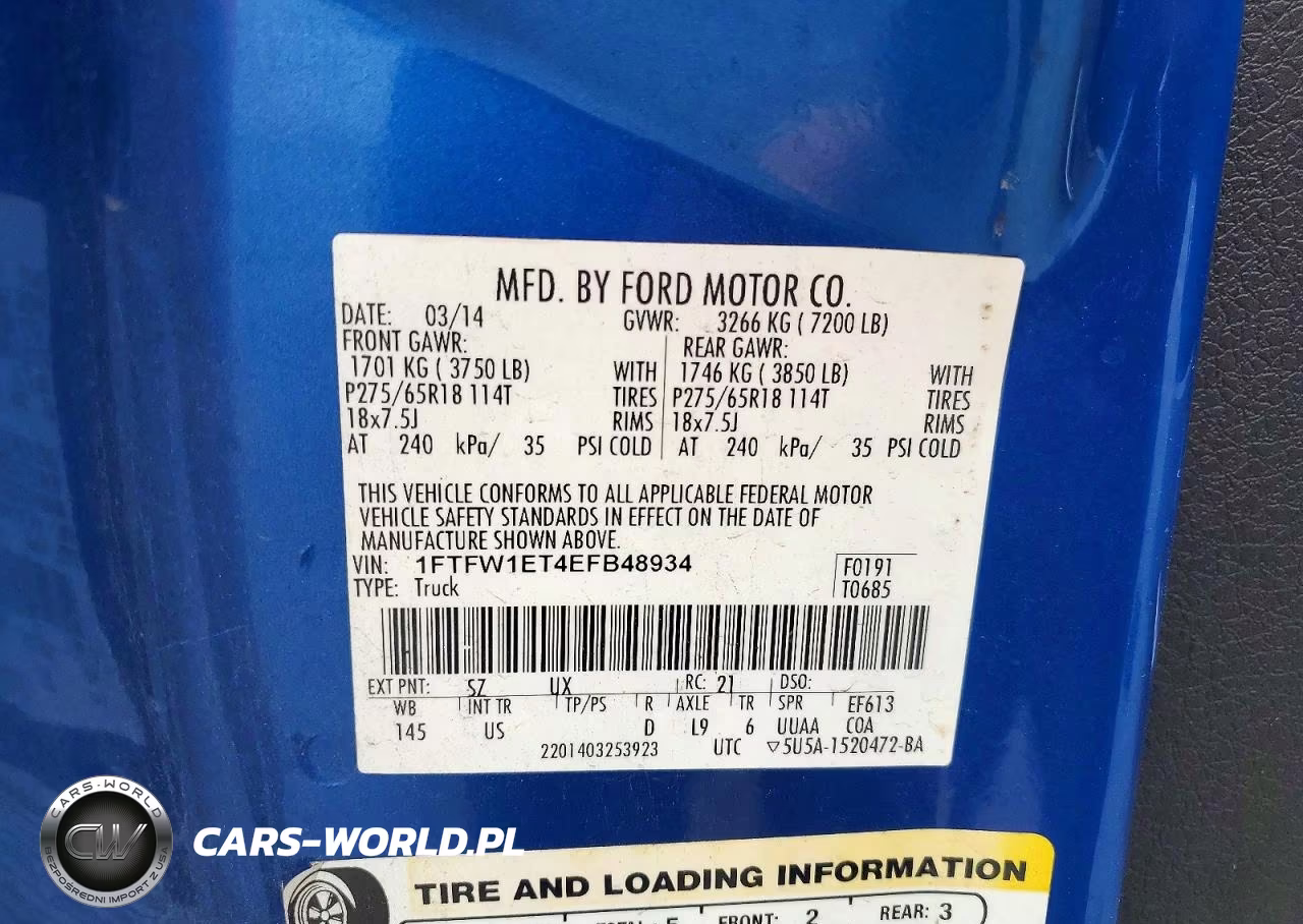 2014 Ford F150 Supercrew VIN:1FTFW1ET4EFB48934 - 12