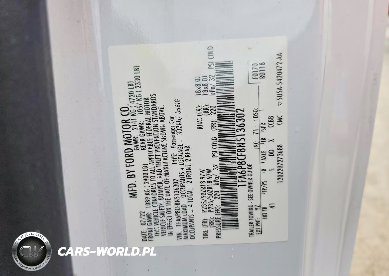 2022 Ford Mustang Gt VIN:1FA6P8CF8N5136302 - 12