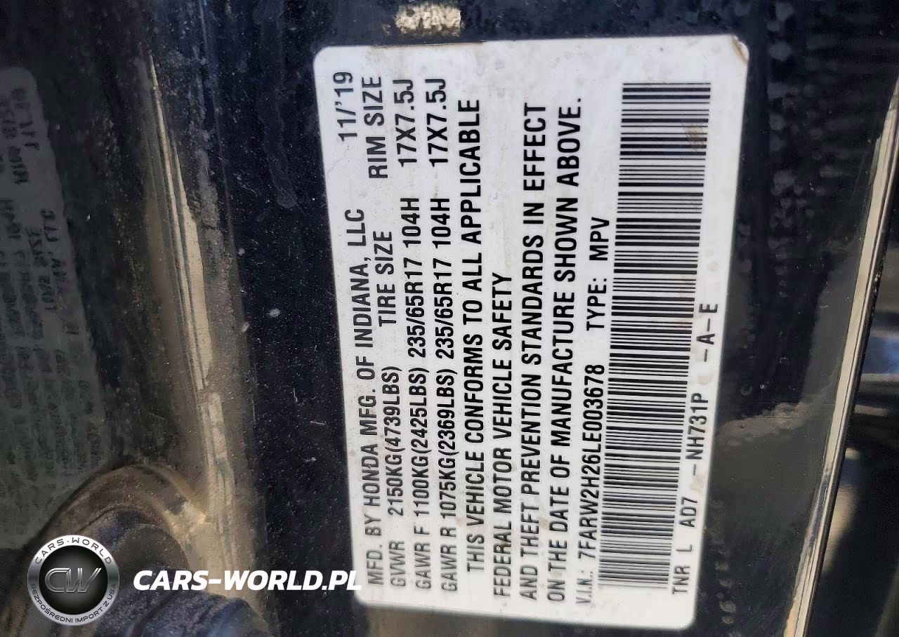 2020 Honda Cr-V Lx VIN:7FARW2H26LE003678 - 13