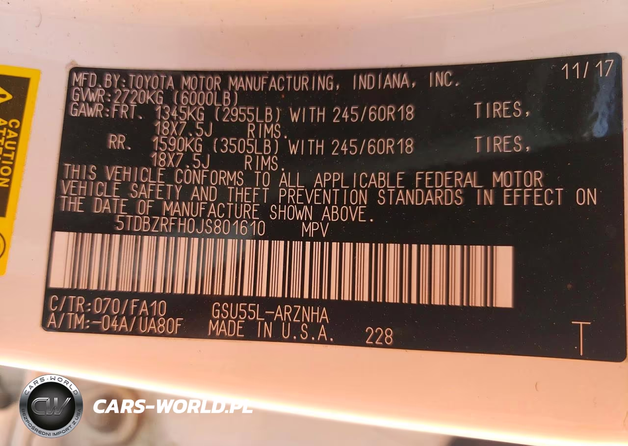 2018 Toyota Highlander Le Plus VIN:5TDBZRFH0JS801610 - 13
