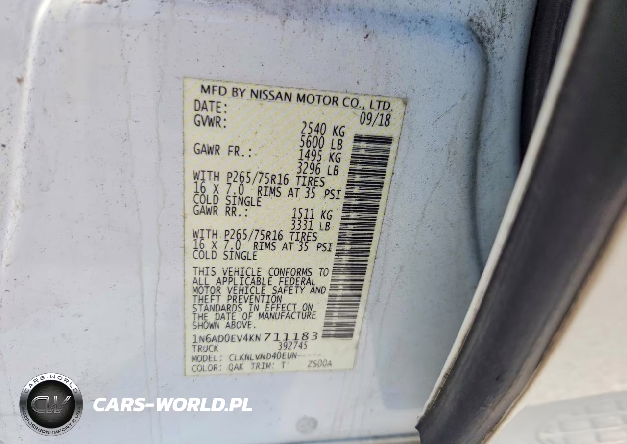 2019 Nissan Frontier Pro-4X VIN:1N6AD0EV4KN711183 - 12