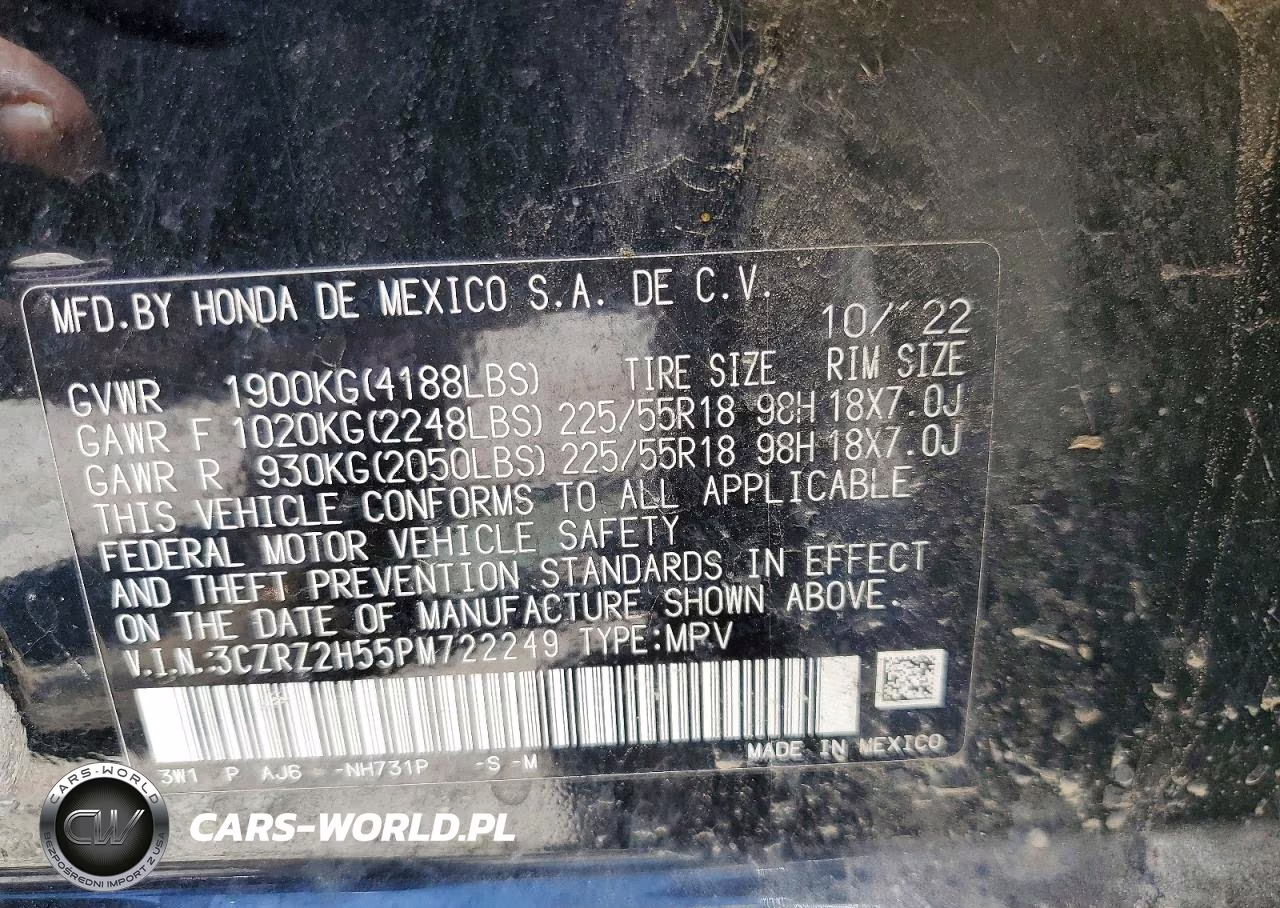 2023 Honda Hr-V Awd Sport VIN:3CZRZ2H55PM722249 - 12