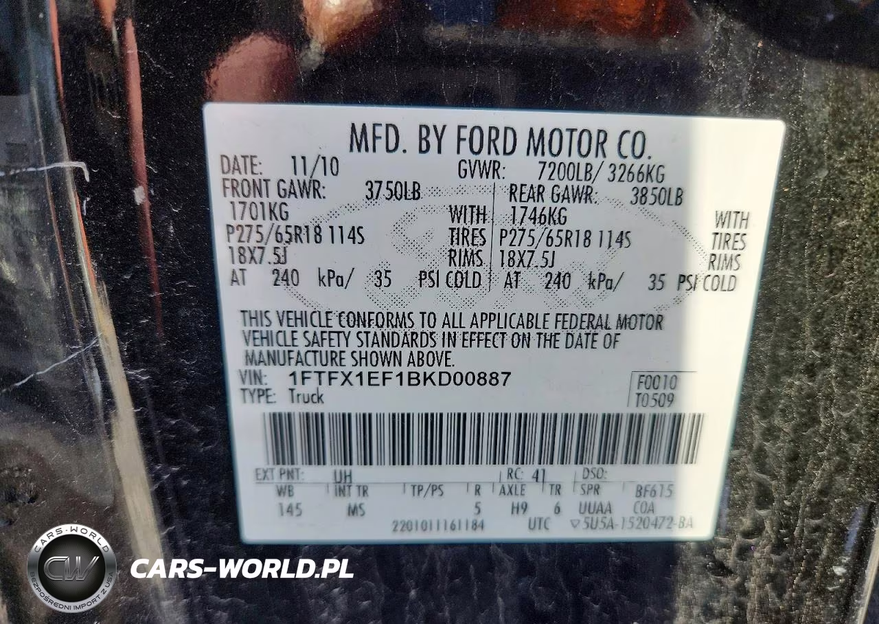 2011 Ford F150 Super Cab VIN:1FTFX1EF1BKD00887 - 12