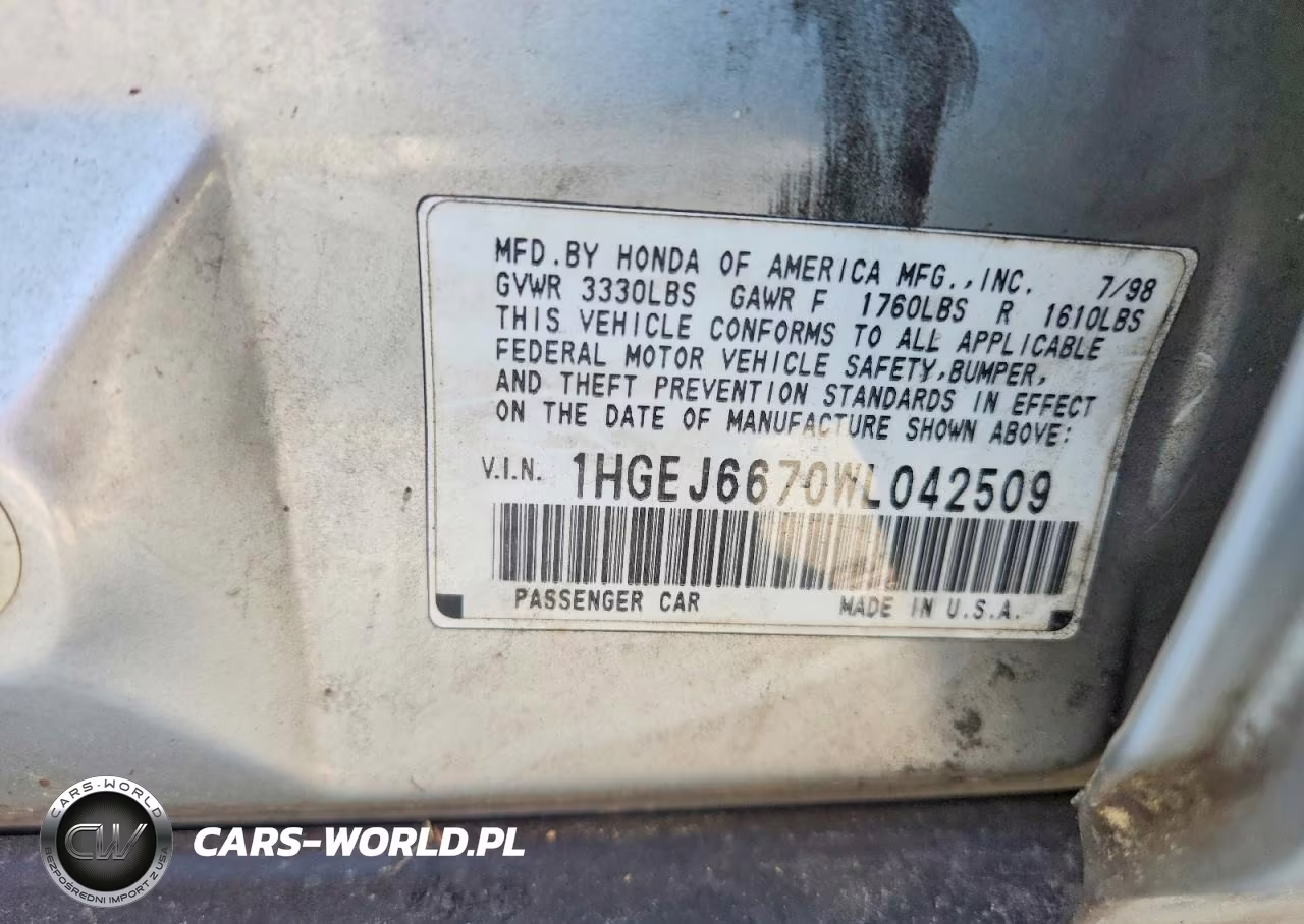 1998 Honda Civic Lx VIN:1HGEJ6670WL042509 - 12