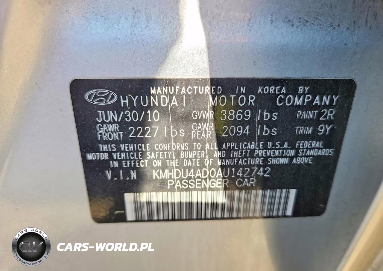 2010 Hyundai Elantra Gls VIN:KMHDU4AD0AU142742 - 12