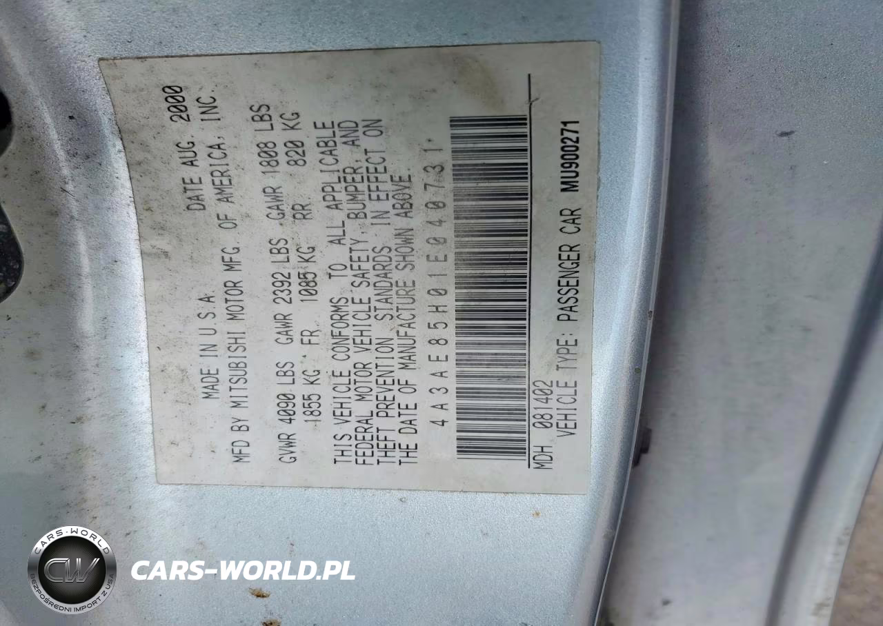 MITSUBISHI ECLIPSE SP VIN:4A3AE85H01E040731 - 12