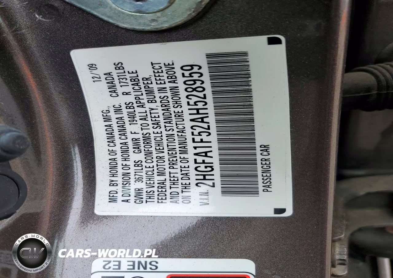 2010 Honda Civic Lx VIN:2HGFA1F52AH528959 - 12