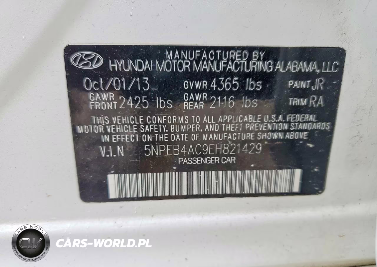 2014 Hyundai Sonata Gls VIN:5NPEB4AC9EH821429 - 13