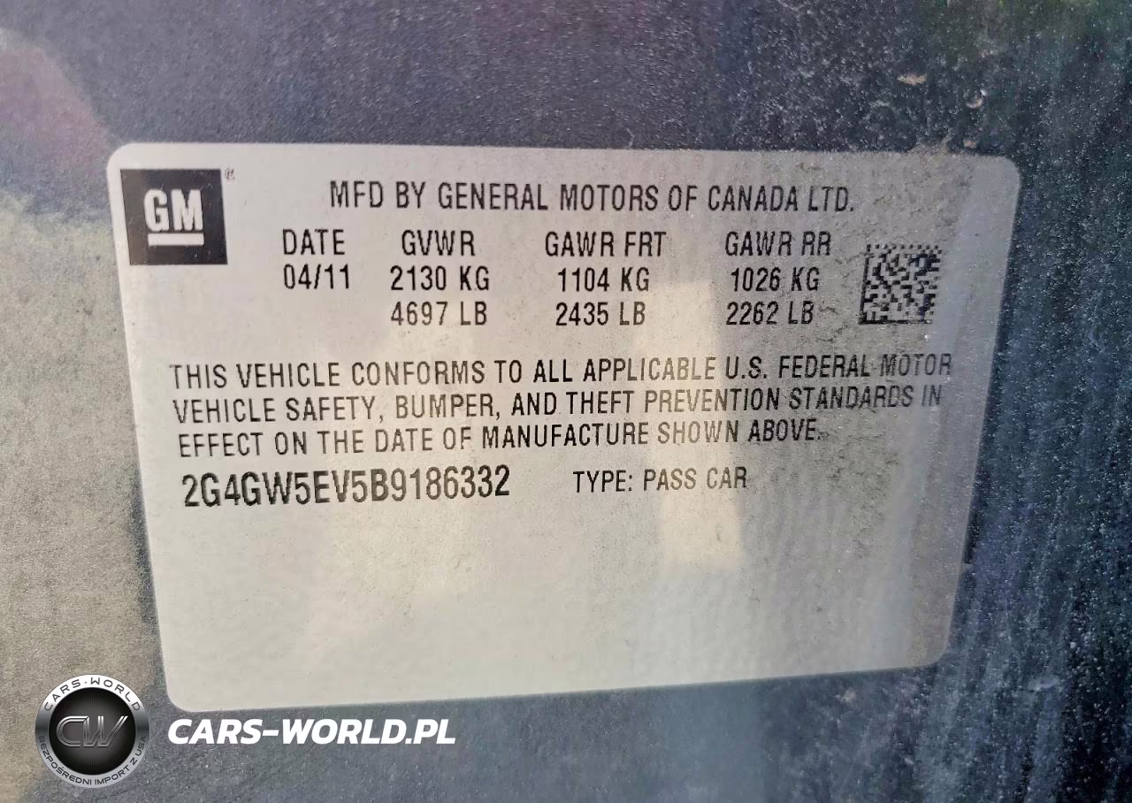 2011 Buick Regal Cxl VIN:2G4GW5EV5B9186332 - 12