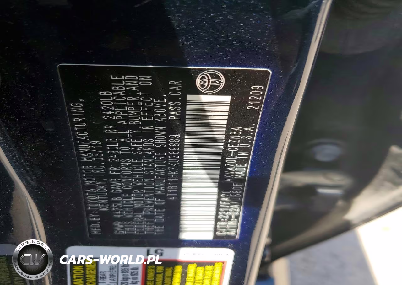 2019 Toyota Camry Le VIN:4T1B11HK7KU268889 - 13