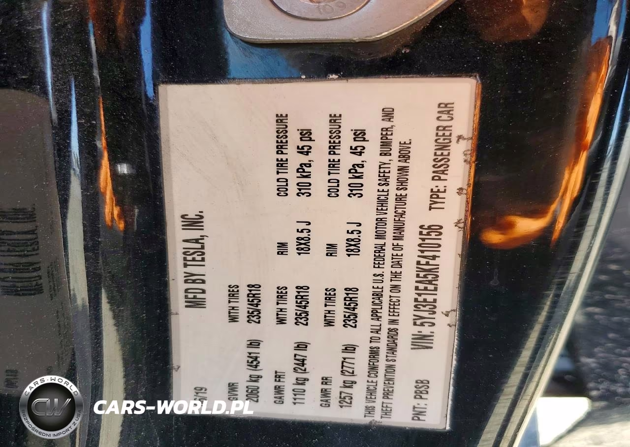 2019 Tesla Model 3 VIN:5YJ3E1EA5KF410156 - 12