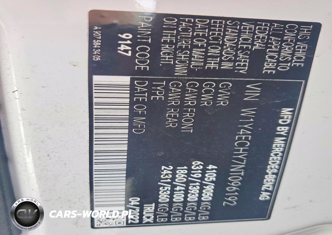 2022 Mercedes Benz Sprinter 2500 Delivery Van VIN:W1Y4ECHY7NT096192 - 14