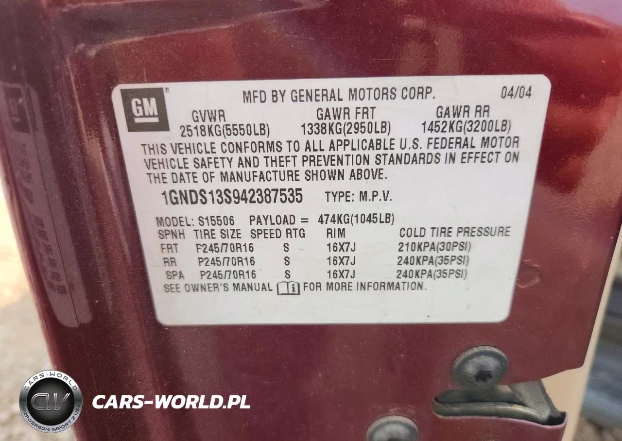 2004 Chevrolet Trailblazer Ls VIN:1GNDS13S942387535 - 14