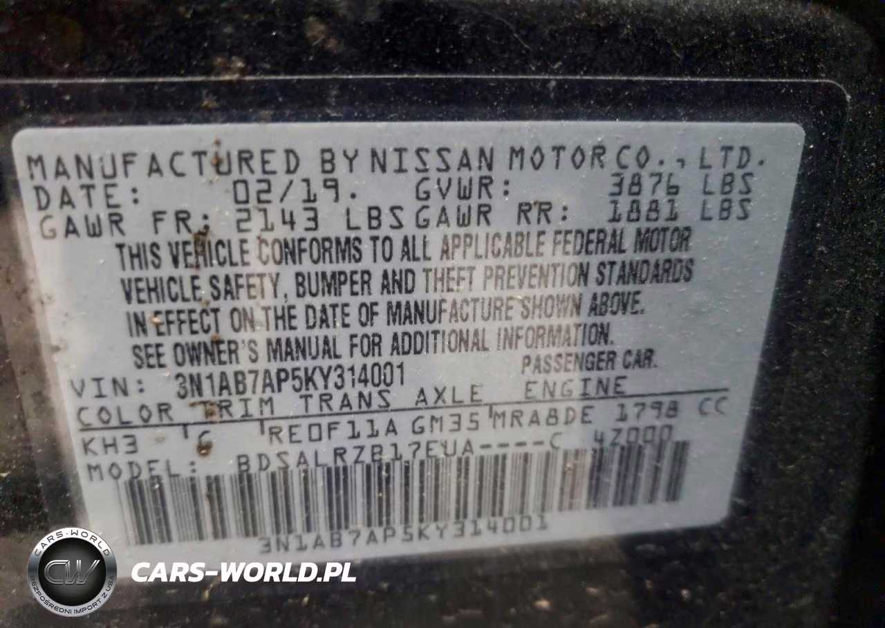 2019 Nissan Sentra Sr VIN:3N1AB7AP5KY314001 - 12