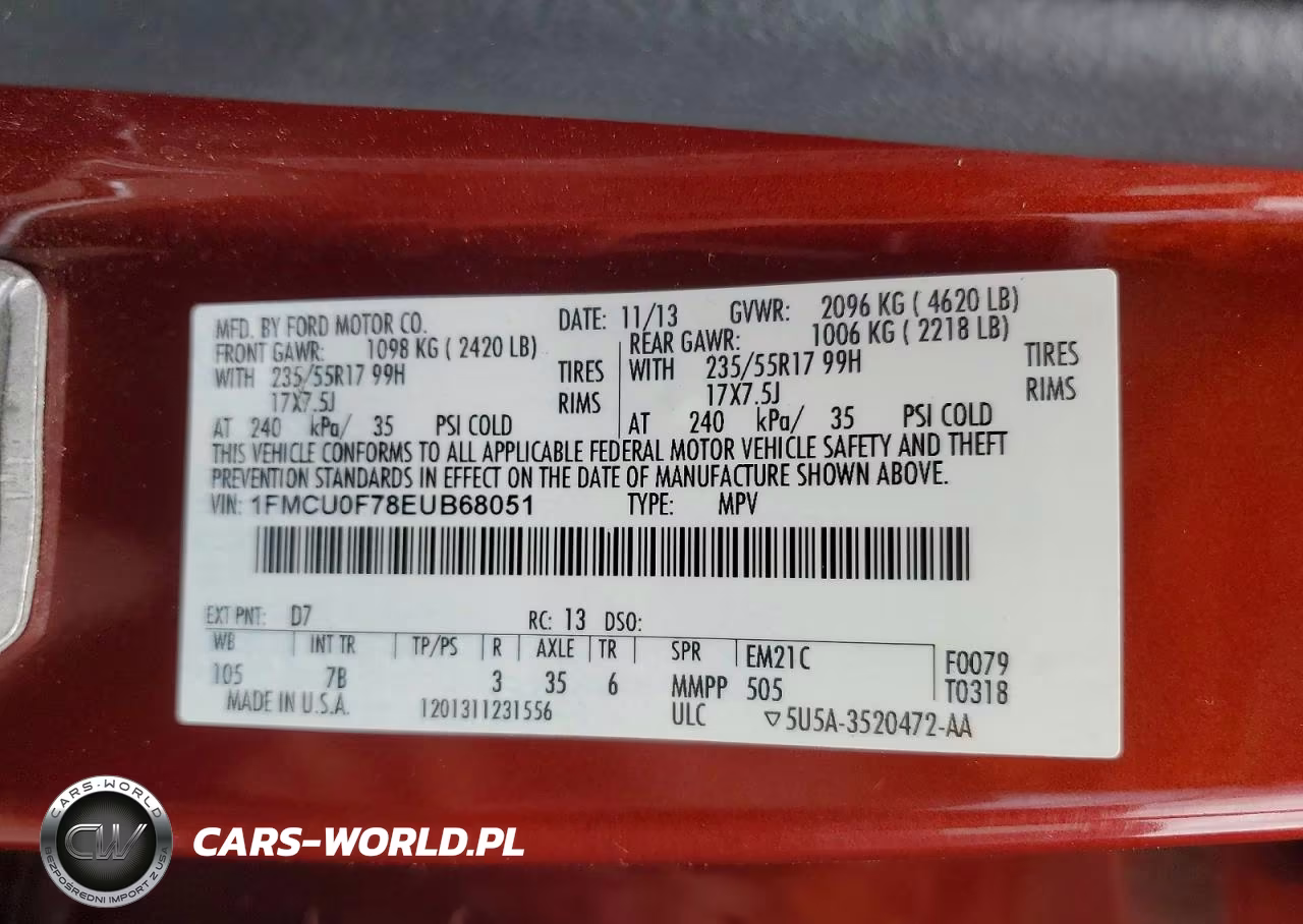 2014 Ford Escape S VIN:1FMCU0F78EUB68051 - 13