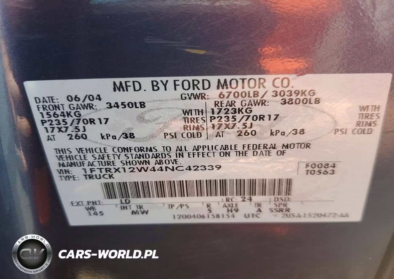 2004 Ford F150 VIN:1FTRX12W44NC42339 - 12