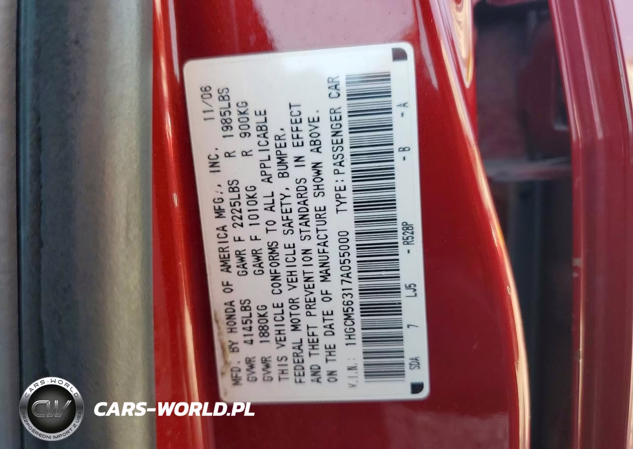 2007 Hond Accord VIN:1HGCM56317A055000 - 12