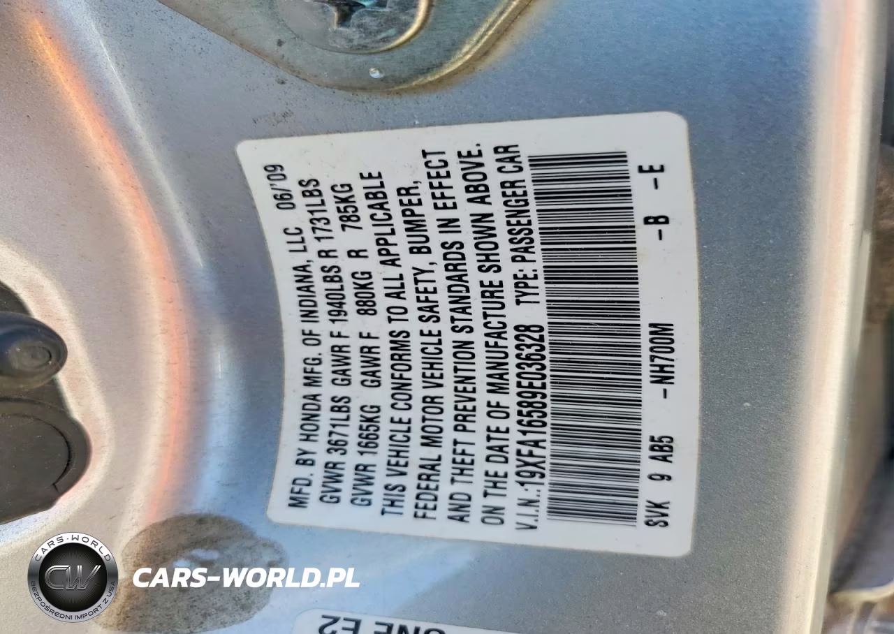 2009 Honda Civic Lx VIN:19XFA16589E036328 - 12