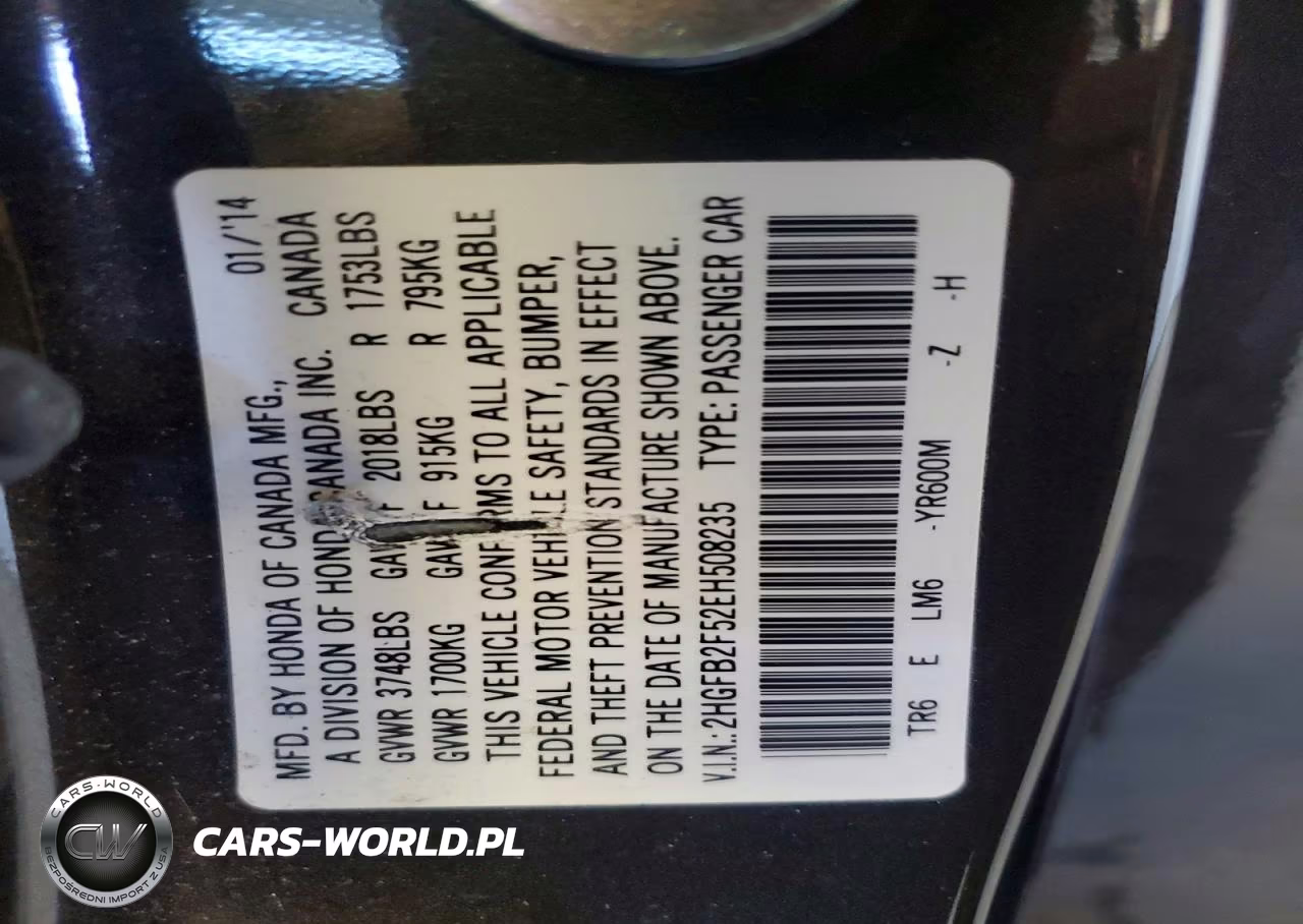 2014 Honda Civic Lx VIN:2HGFB2F52EH508235 - 12