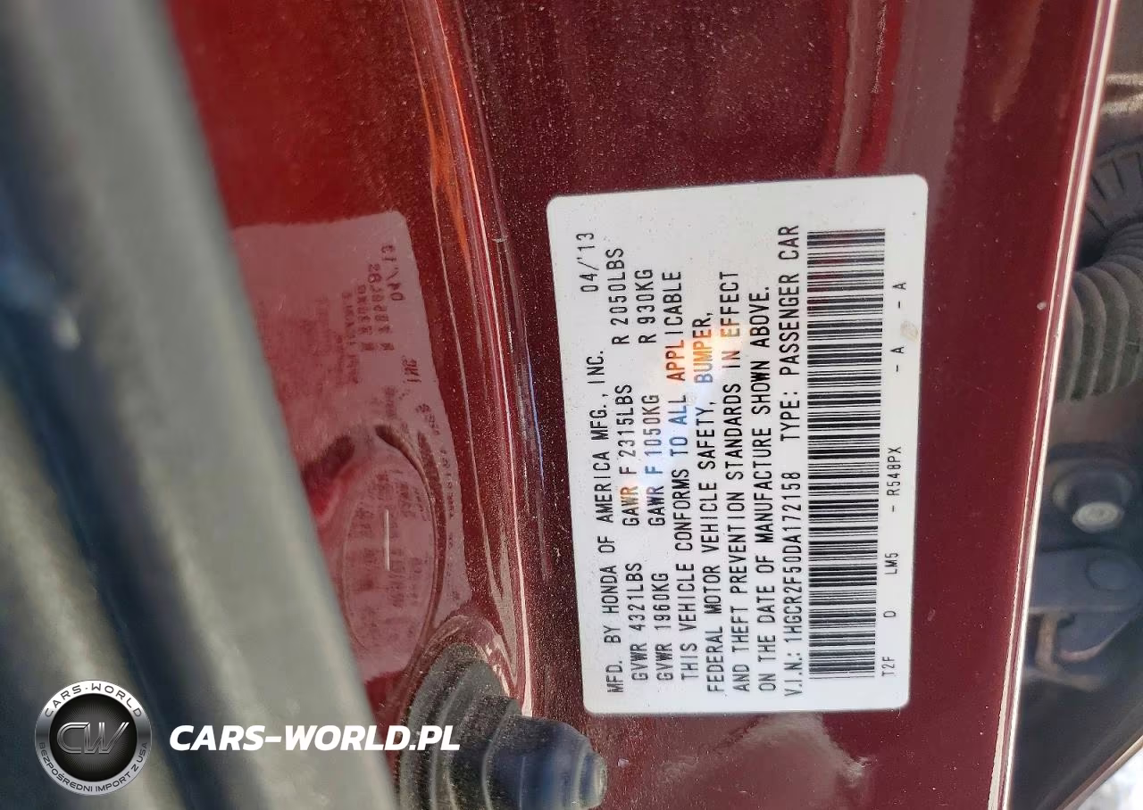 2013 Honda Accord Sport VIN:1HGCR2F50DA172158 - 12