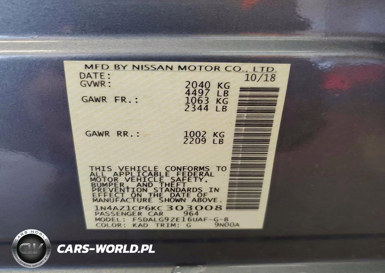 2019 Nissan Leaf Sl VIN:1N4AZ1CP6KC303008 - 14