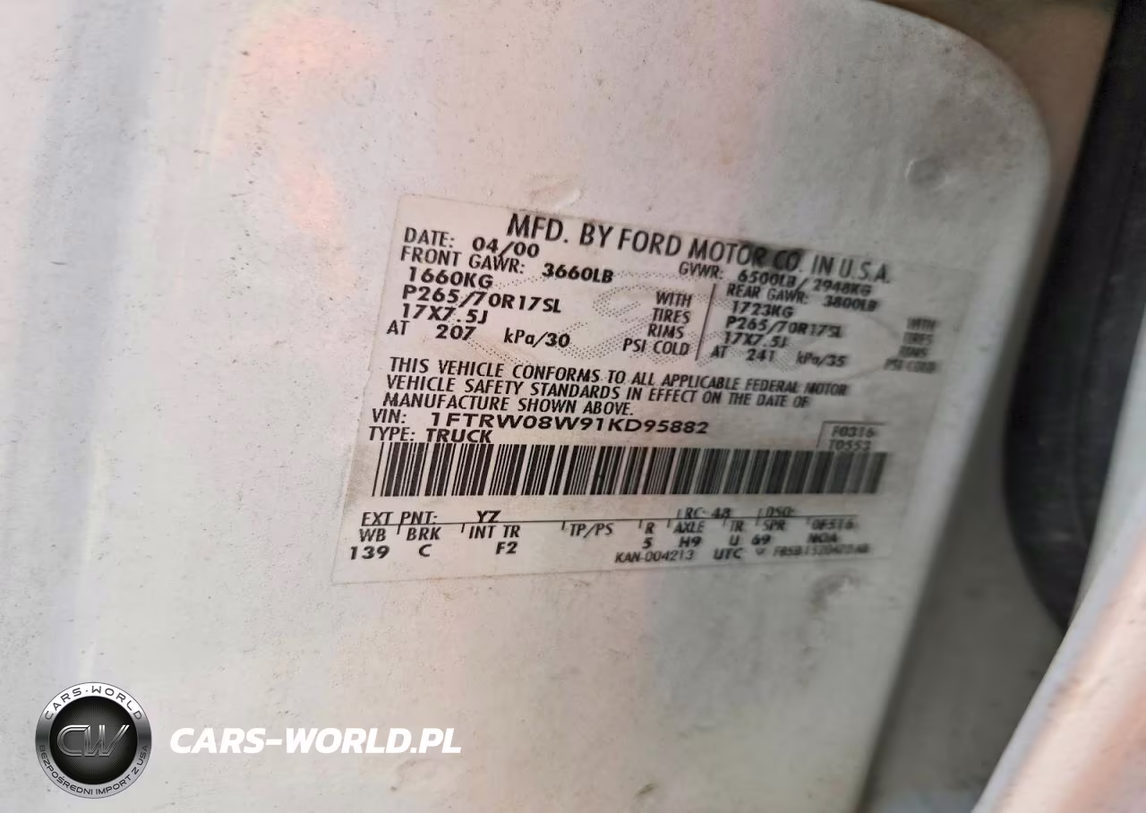 2001 Ford F150 Supercrew VIN:1FTRW08W91KD95882 - 12