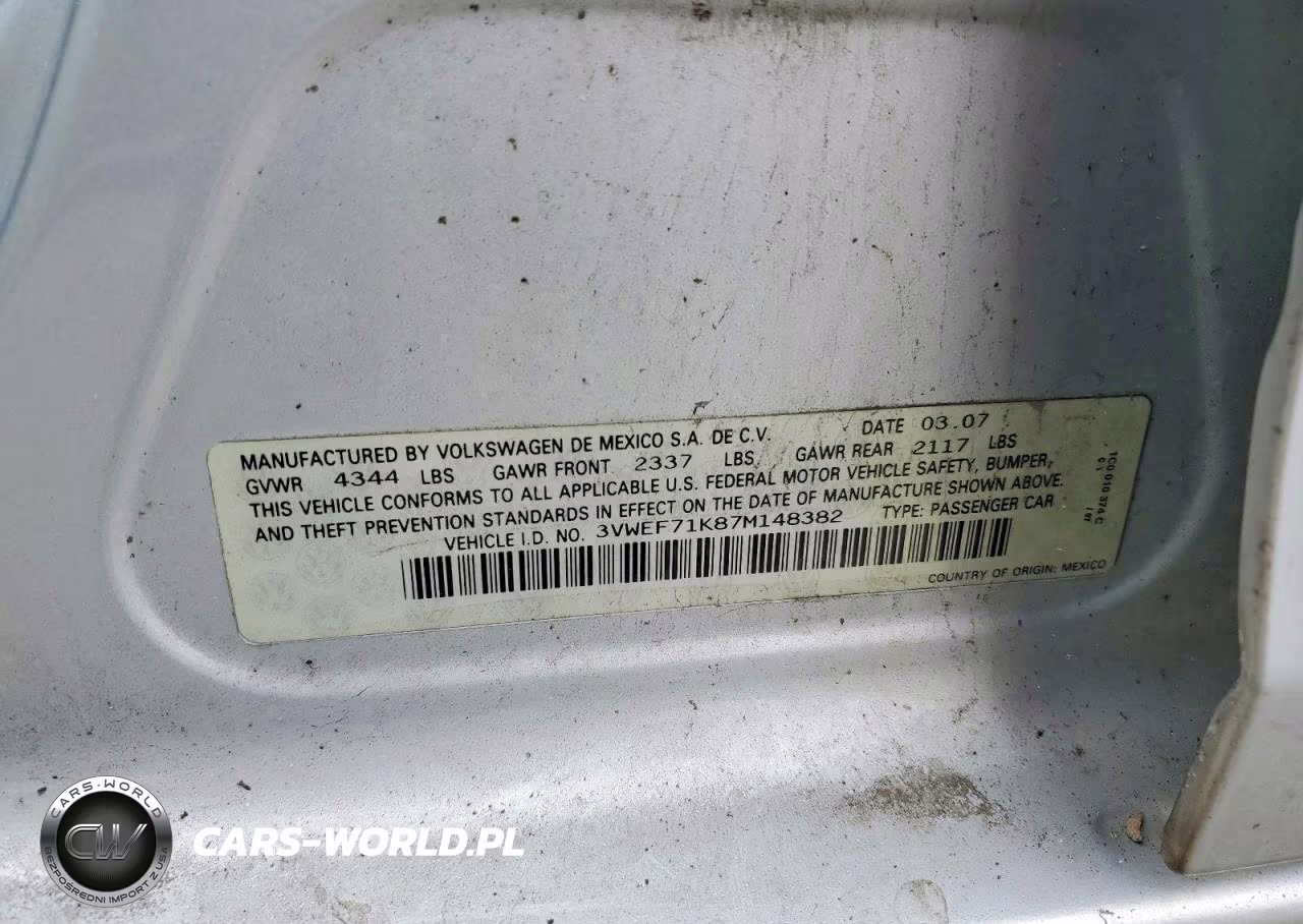 2007 Volkswagen Jetta Wolfsburg VIN:3VWEF71K87M148382 - 13