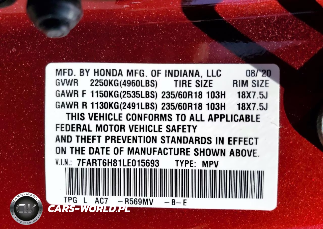2020 Honda Cr-V Exl VIN:7FART6H81LE015693 - 13