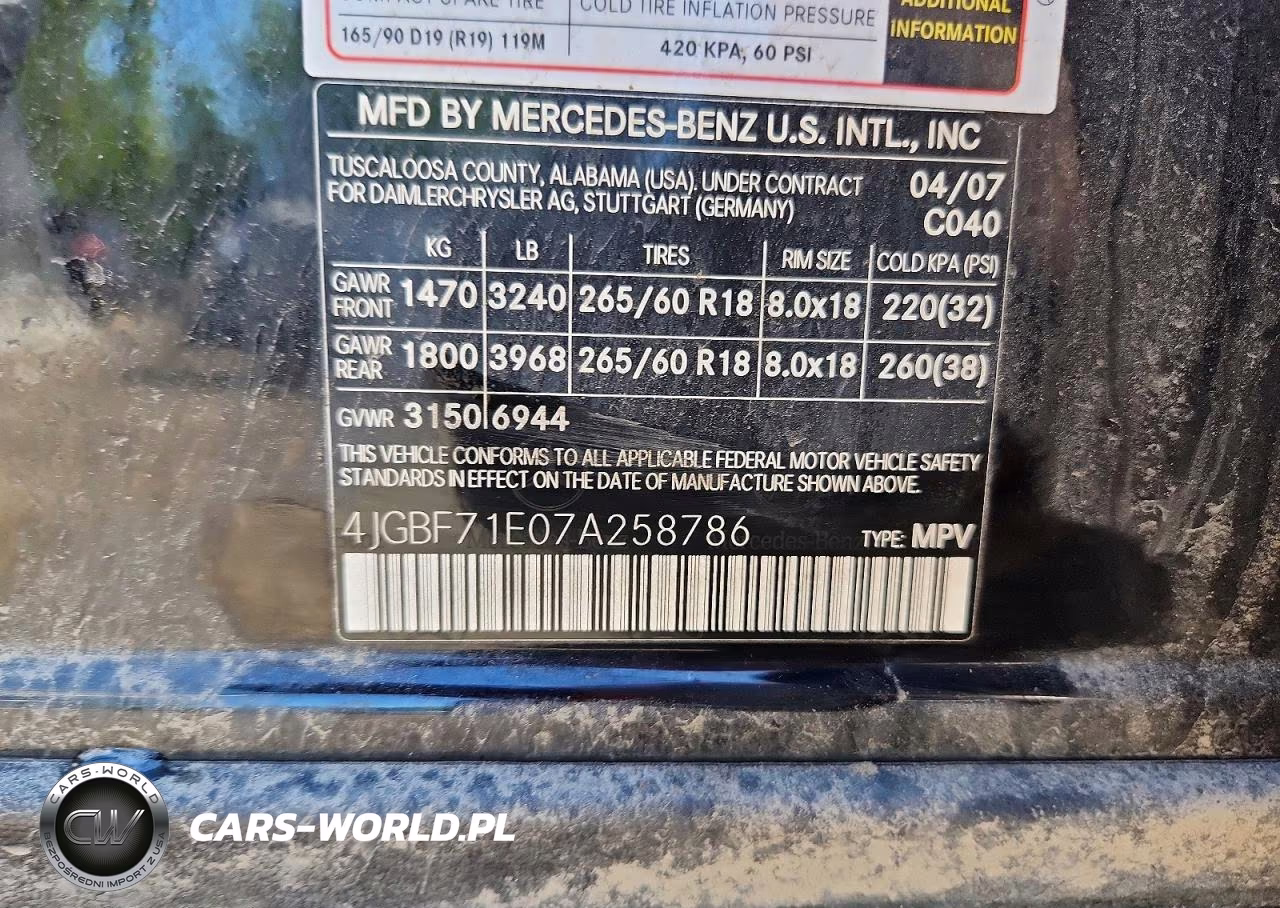 2007 Mercedes-Benz Gl 450 4Matic VIN:4JGBF71E07A258786 - 12