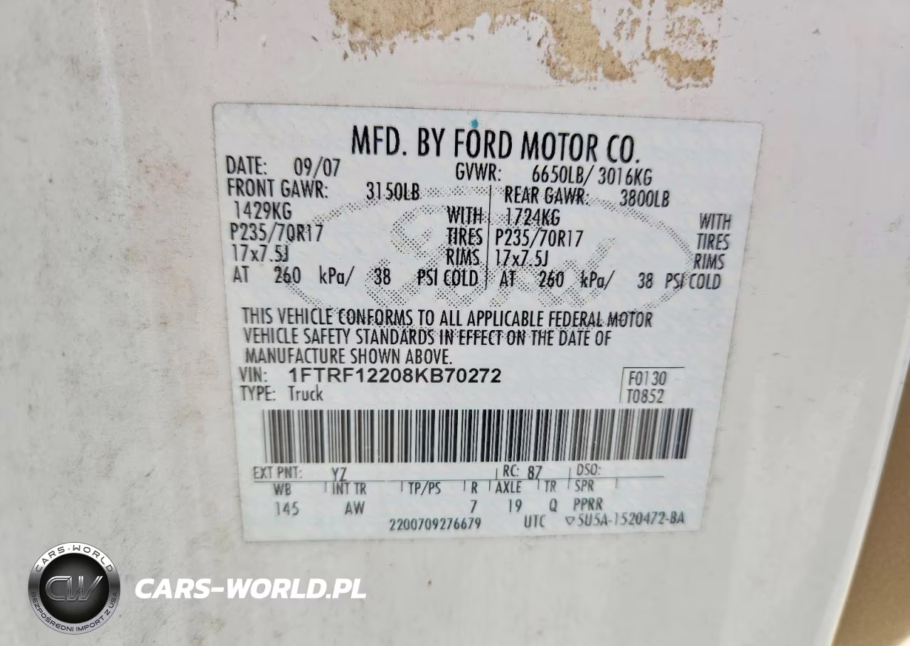 2008 Ford F150 VIN:1FTRF12208KB70272 - 12