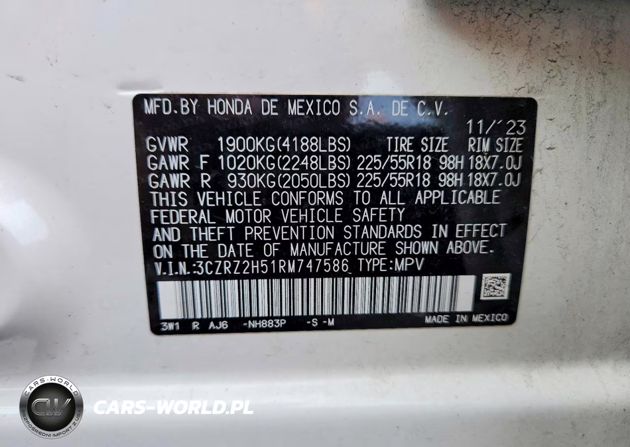 2024 Honda Hr-V Sport VIN:3CZRZ2H51RM747586 - 13