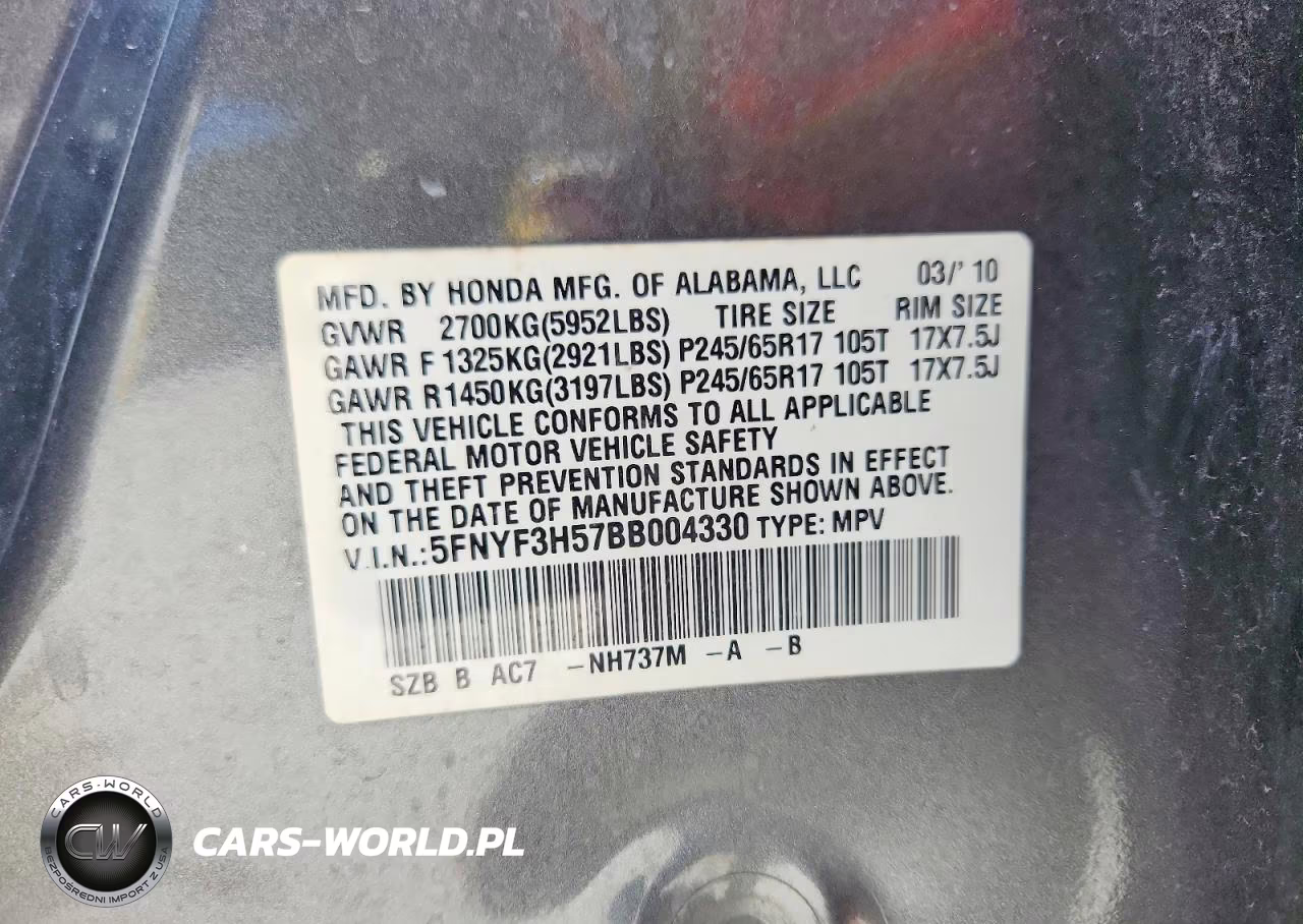 2011 Honda Pilot Exl VIN:5FNYF3H57BB004330 - 13