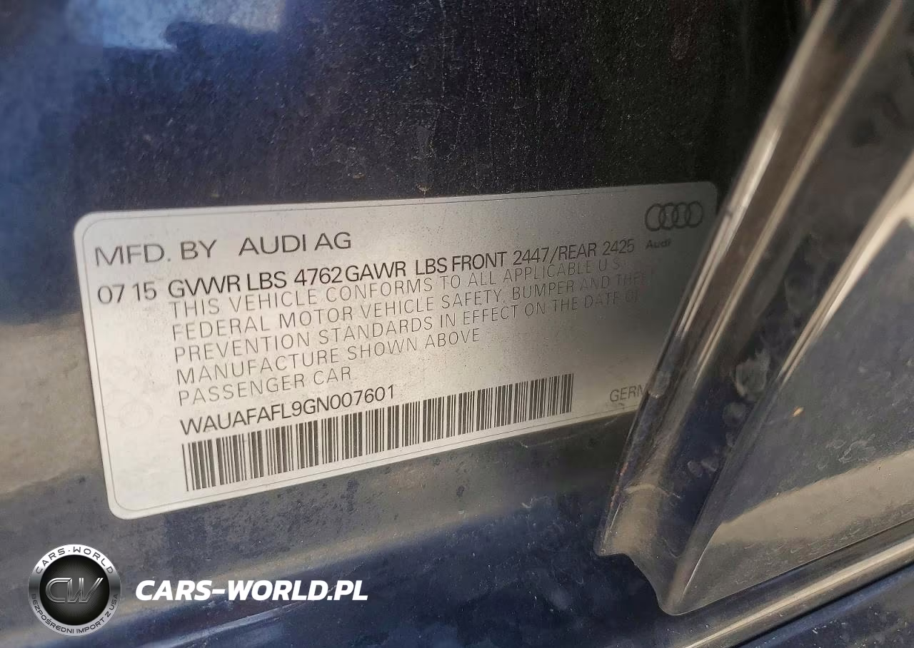 2016 Audi A4 Premium S-Line VIN:WAUAFAFL9GN007601 - 12