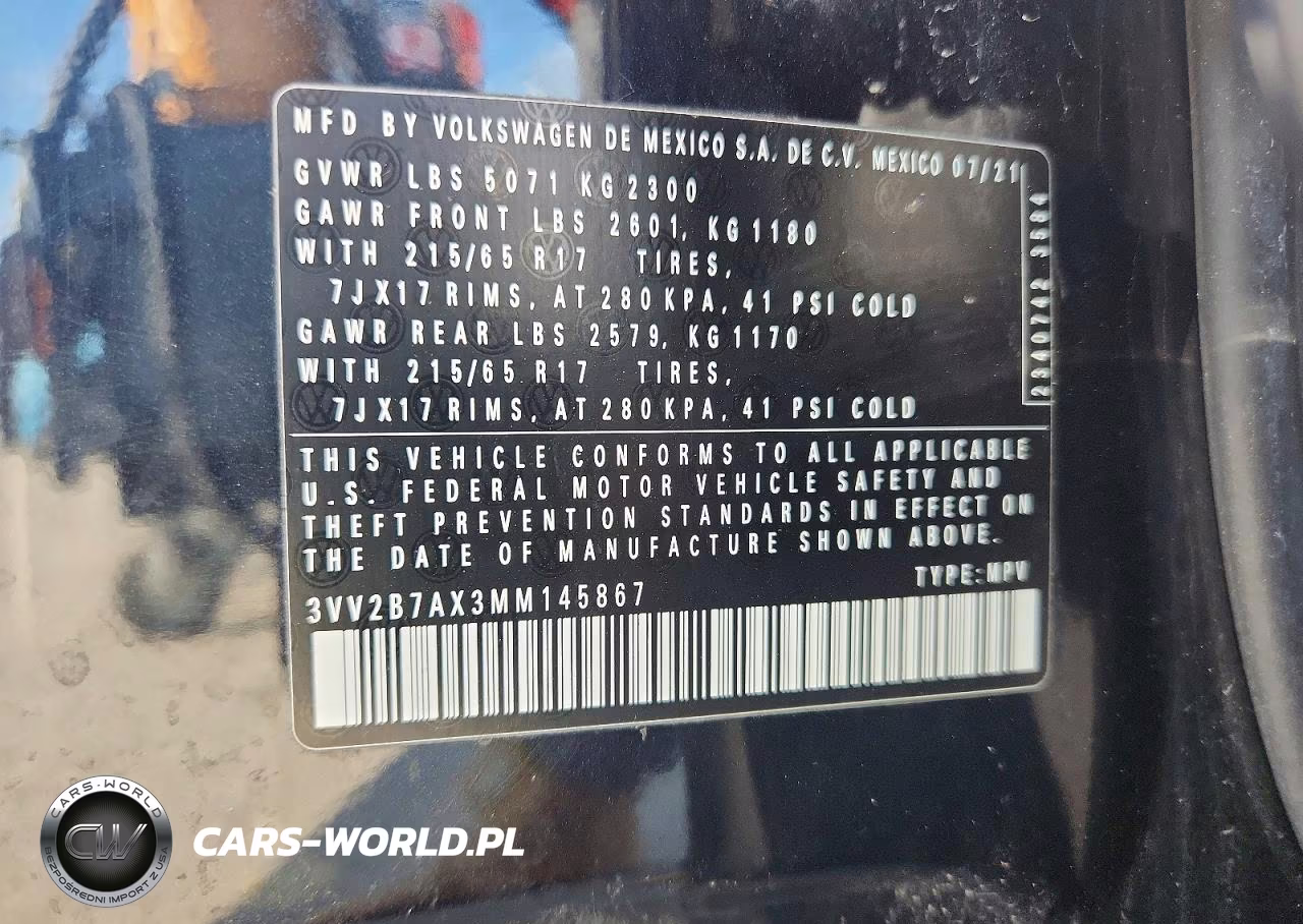 2021 Volkswagen Tiguan Se VIN:3VV2B7AX3MM145867 - 12