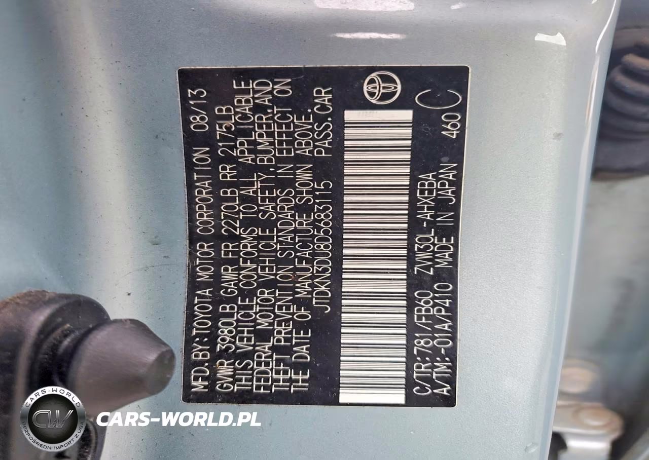 2013 Toyota Prius Two VIN:JTDKN3DU8D5683115 - 13