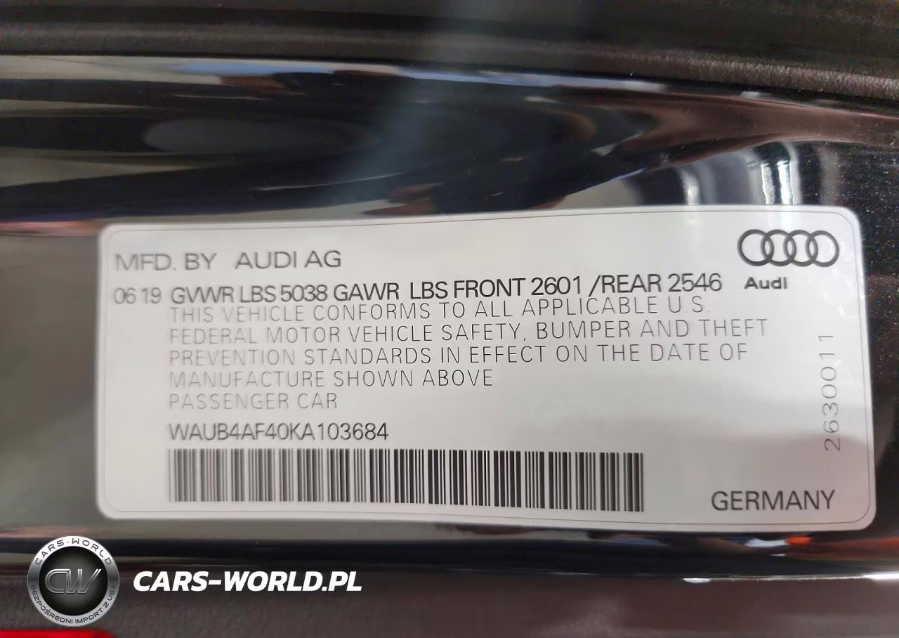 AUDI S4 PREMIUM VIN:WAUB4AF40KA103684 - 13