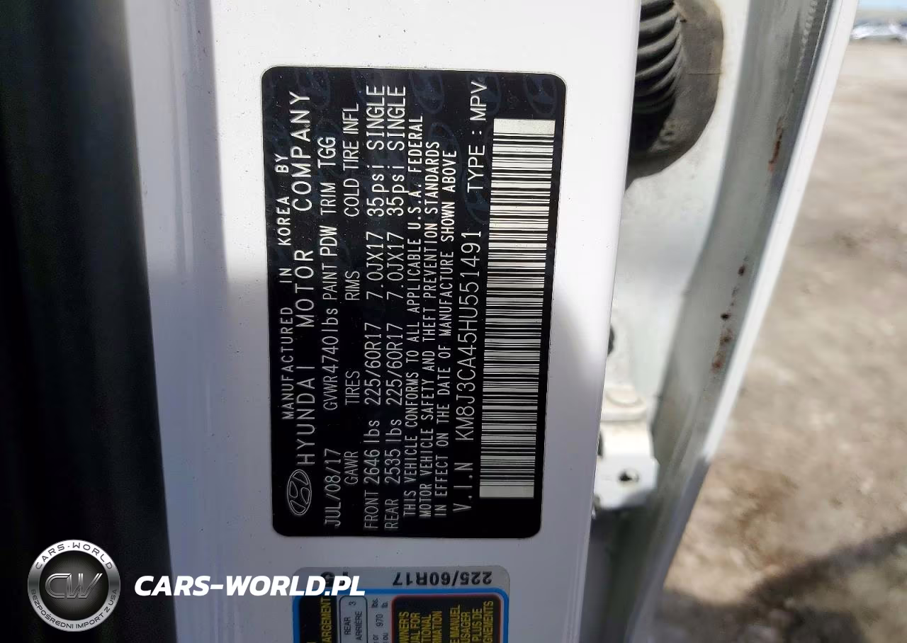 2017 Hyundai Tucson Se VIN:KM8J3CA45HU551491 - 13