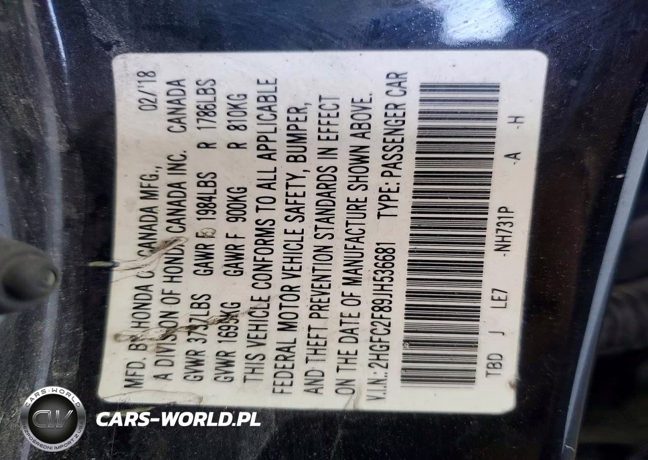 2018 Honda Civic Ex VIN:2HGFC2F89JH536681 - 12