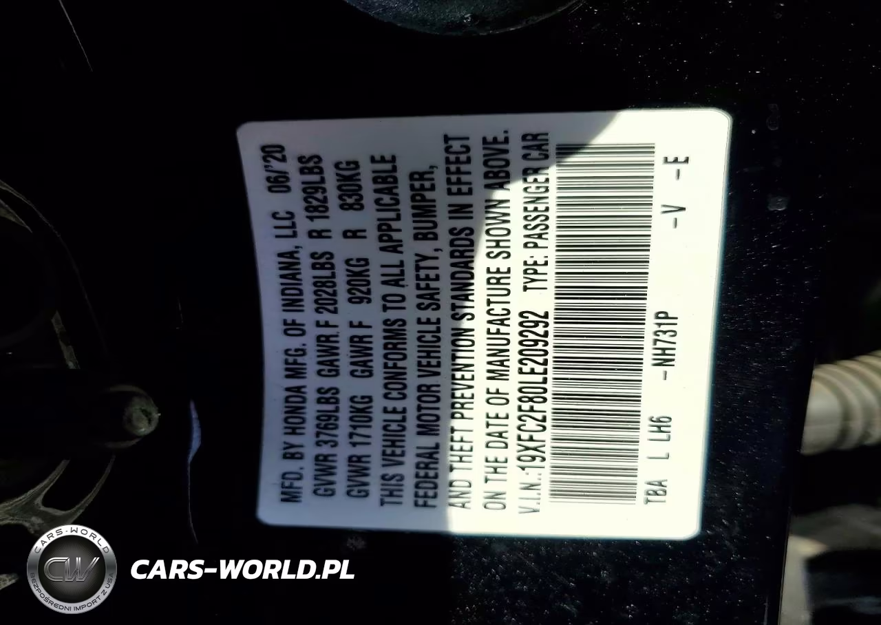 2020 Honda Civic Sport VIN:19XFC2F80LE209292 - 13