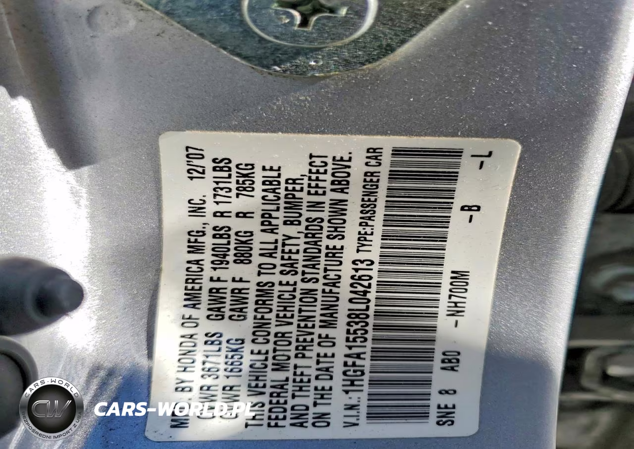 2008 Honda Civic Lx VIN:1HGFA15538L042613 - 12