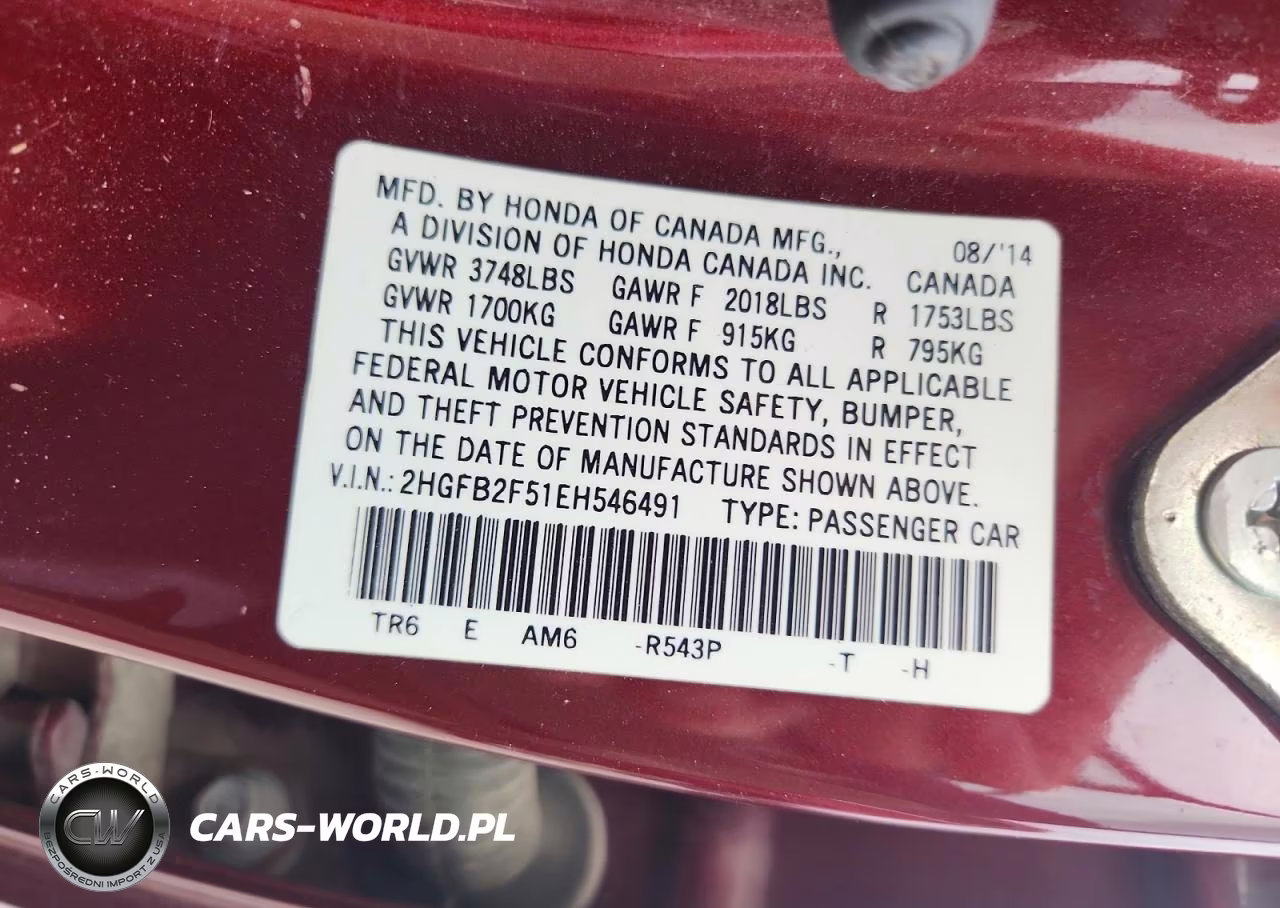 2014 Honda Civic Lx VIN:2HGFB2F51EH546491 - 12