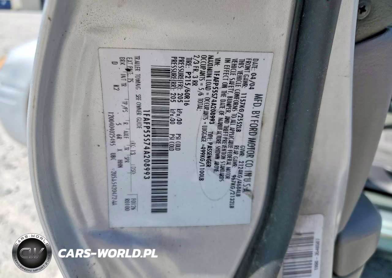 2004 Ford Taurus Ses VIN:1FAFP55S74A208993 - 12