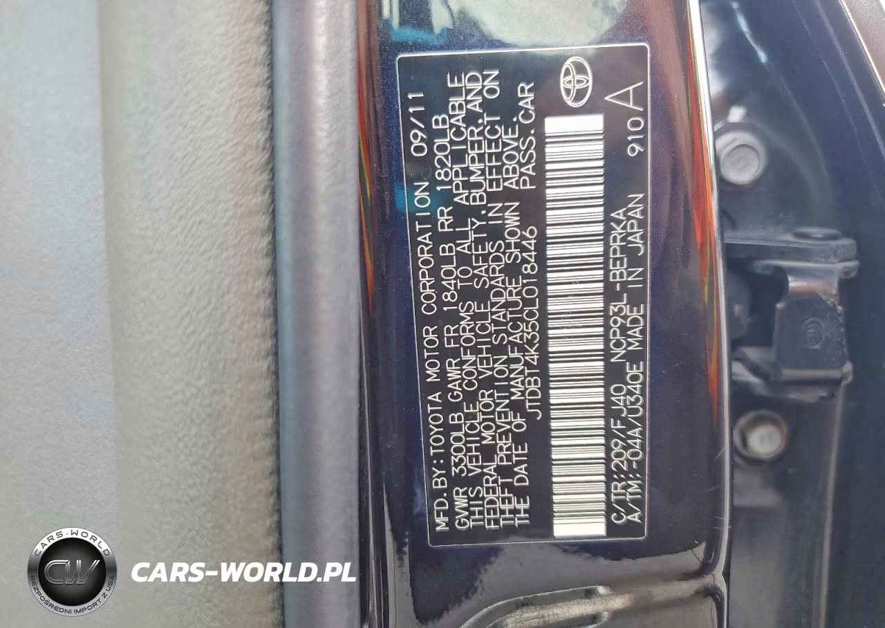 2012 Toyota Yaris Fleet VIN:JTDBT4K35CL018446 - 13