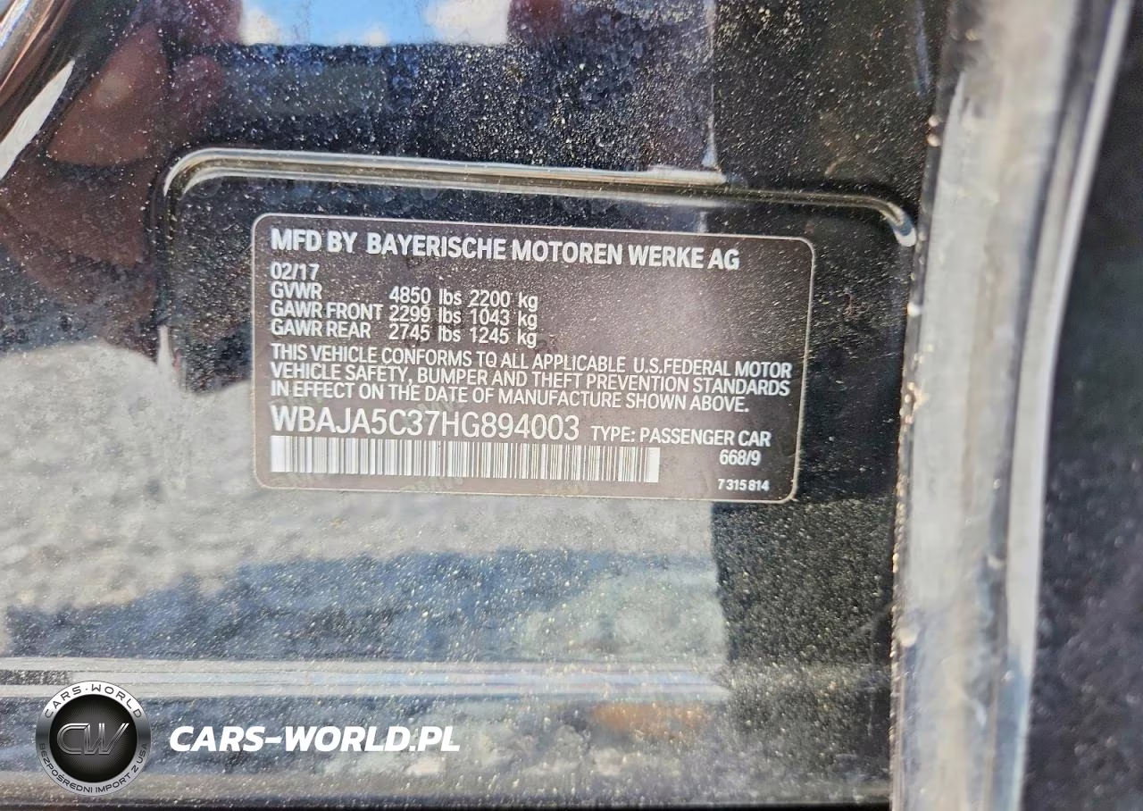 2017 BMW 530 I VIN:WBAJA5C37HG894003 - 12