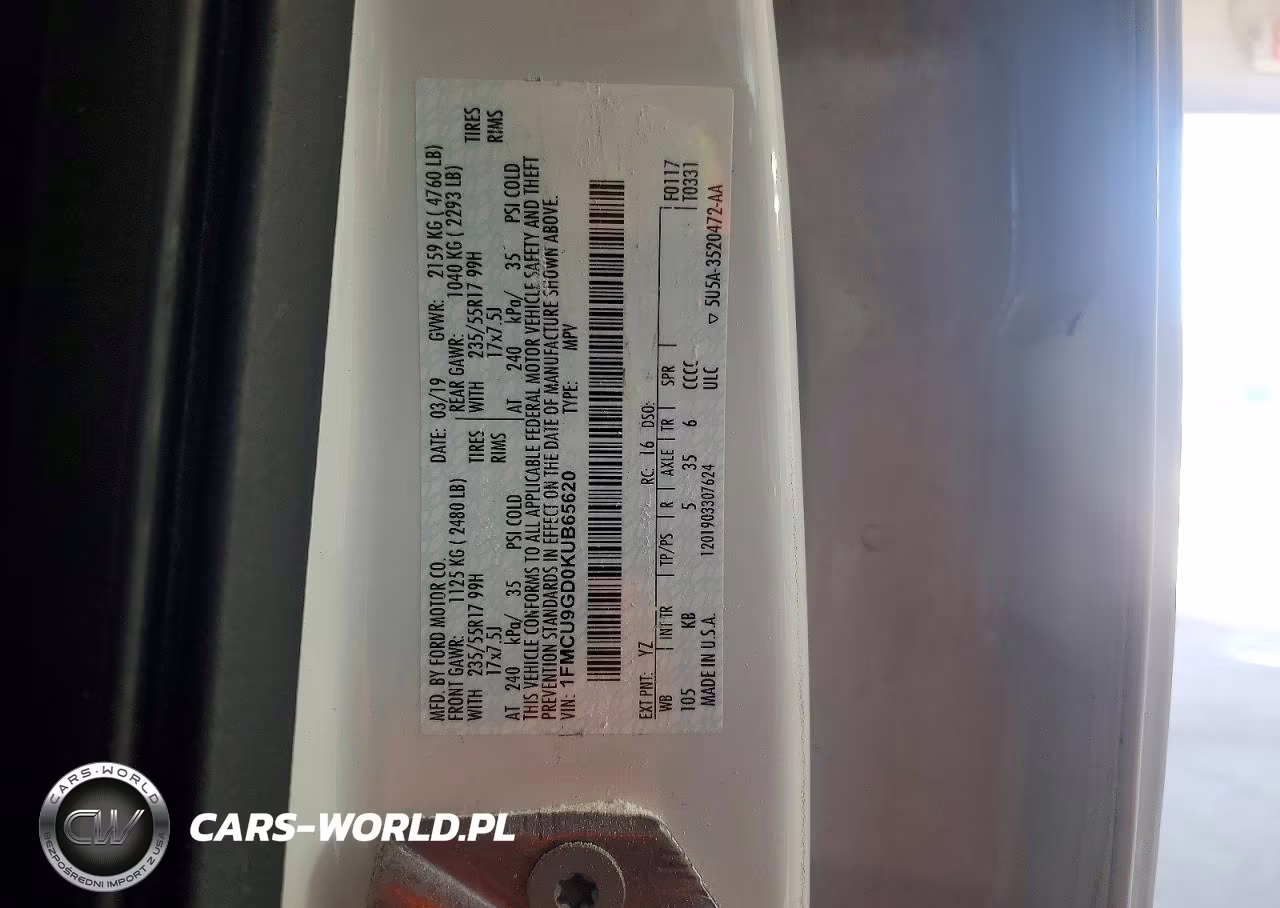2019 Ford Escape Se VIN:1FMCU9GD0KUB65620 - 12