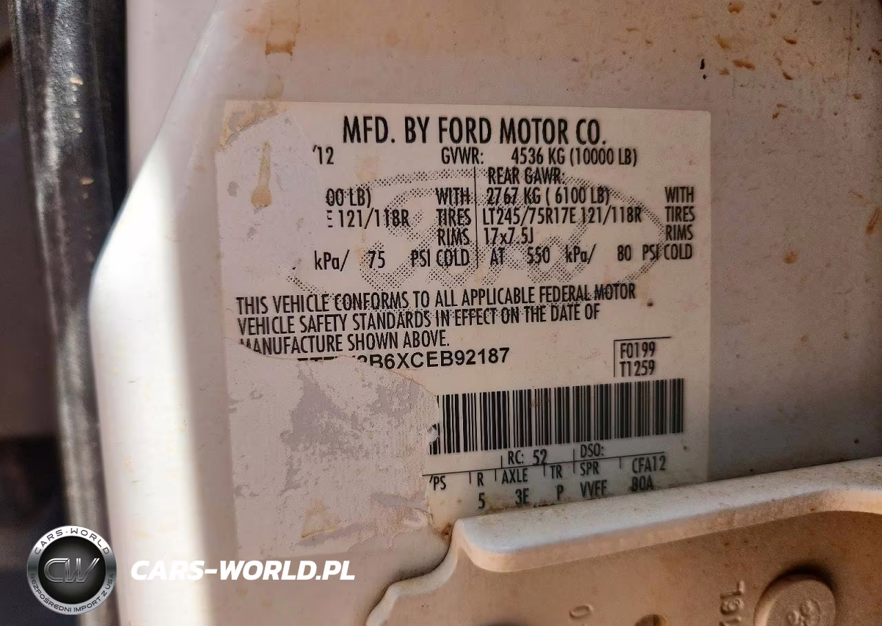 2012 Ford F250 Super Duty VIN:1FT7W2B6XCEB92187 - 12