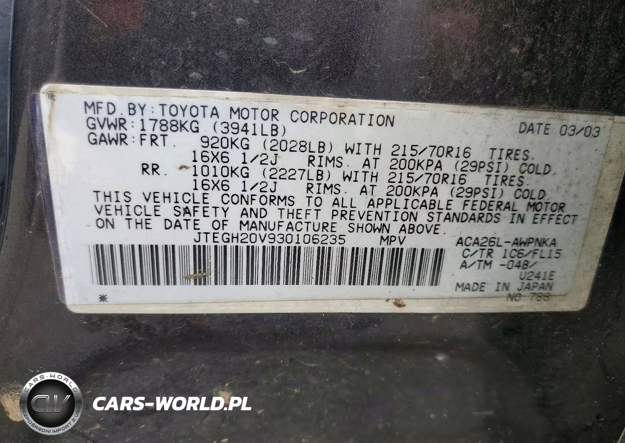 2003 Toyota Rav4 Base VIN:JTEGH20V930106235 - 13