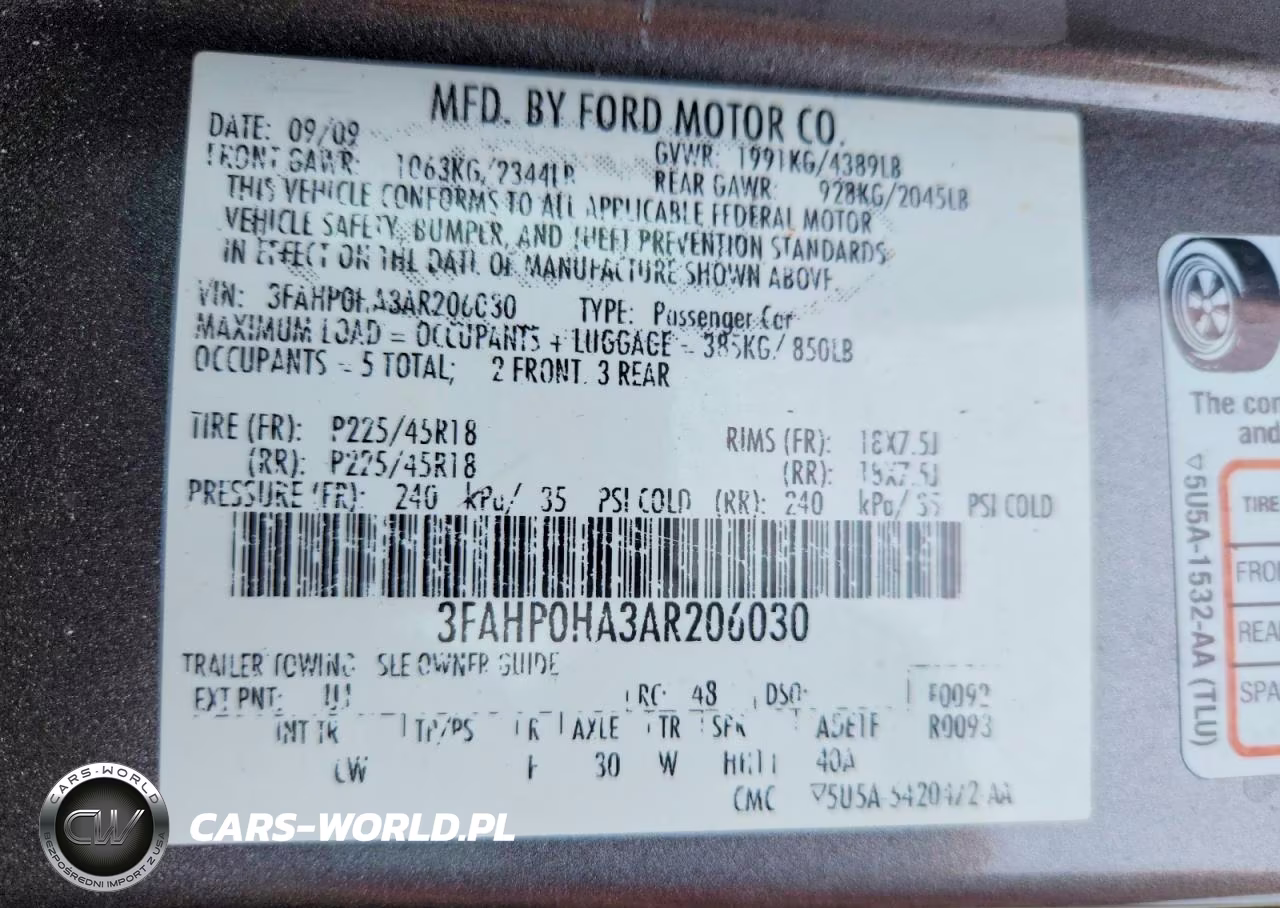 2010 Ford Fusion Se VIN:3FAHP0HA3AR206030 - 12